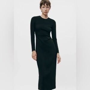 ZARA Ruched Sides Midi Dress